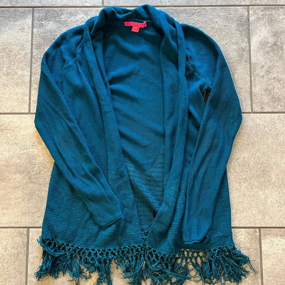Lilly Pulitzer Teal Tatum Cardigan - Picture 2 of 3